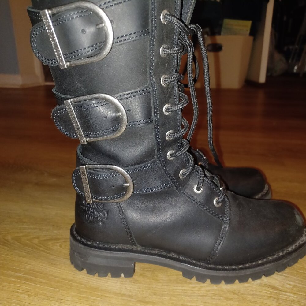 Harley Davidson tall leather buckle boots - Picture 3 of 6